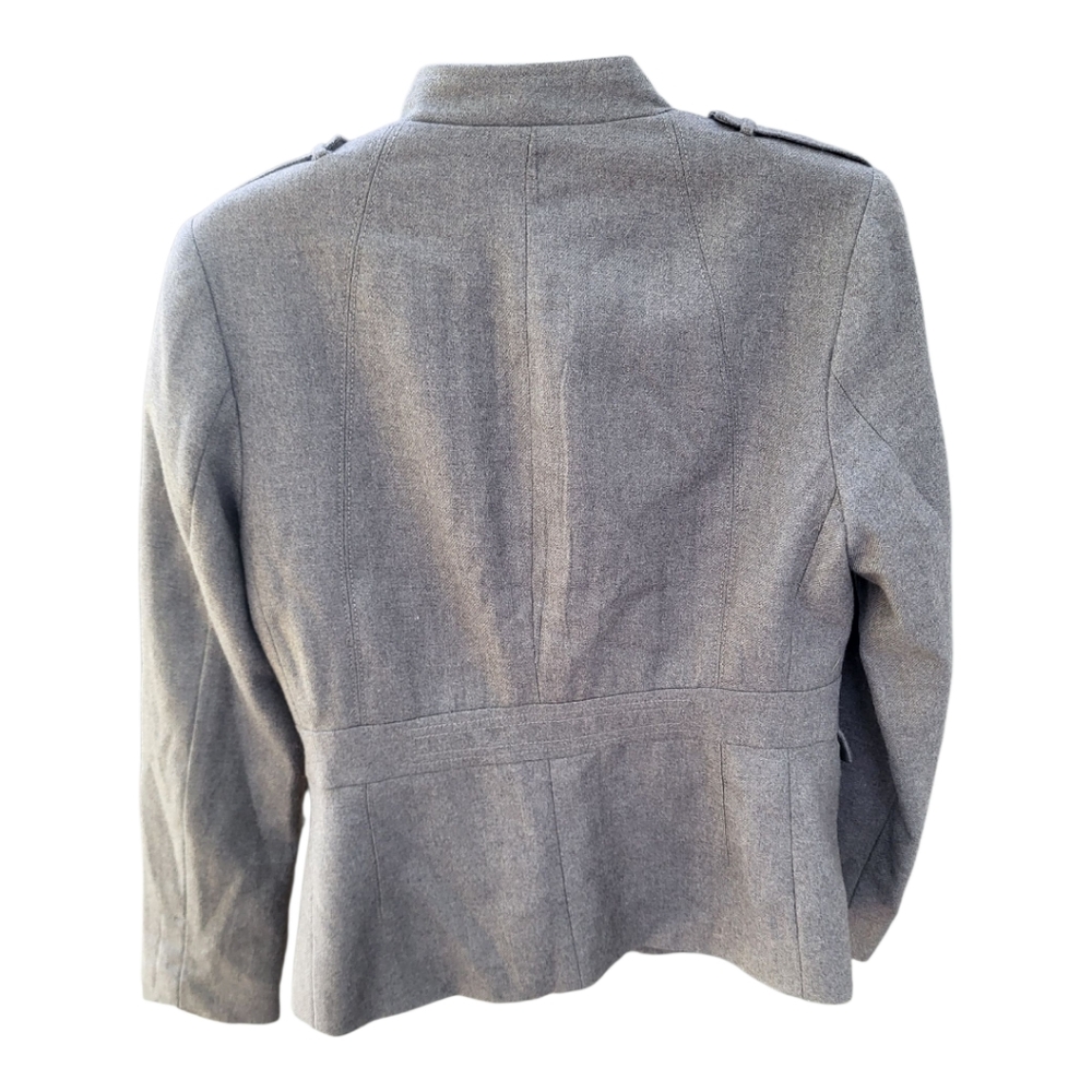 Banana Republic Grey Buttoned Wool Nehru Military Style Jacket  - Size 6 - Picture 3 of 6
